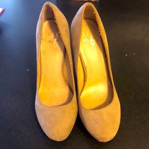 Beige suede heels